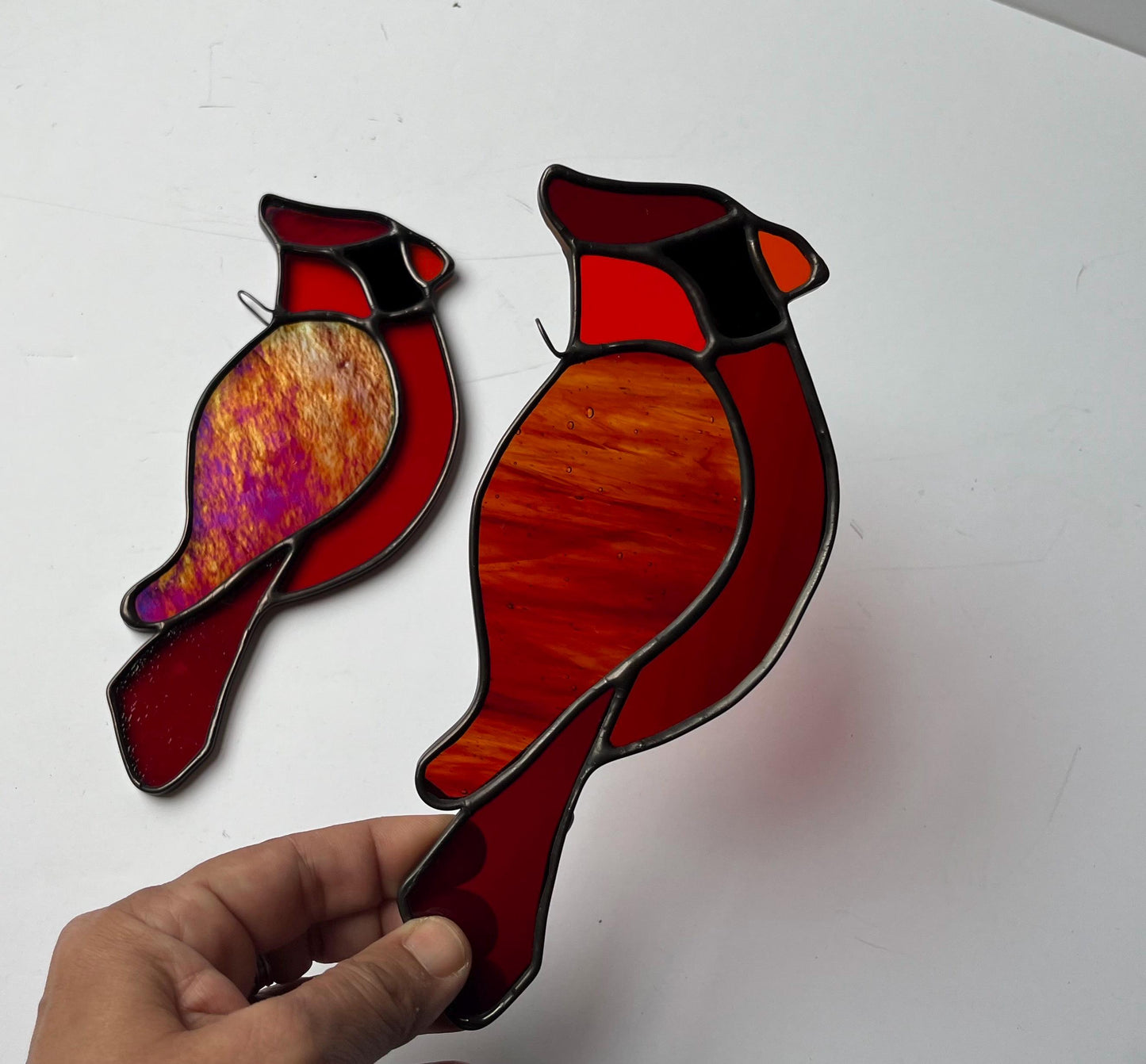 Stained Glass Cardinal - Suncatcher - Ready to ship!