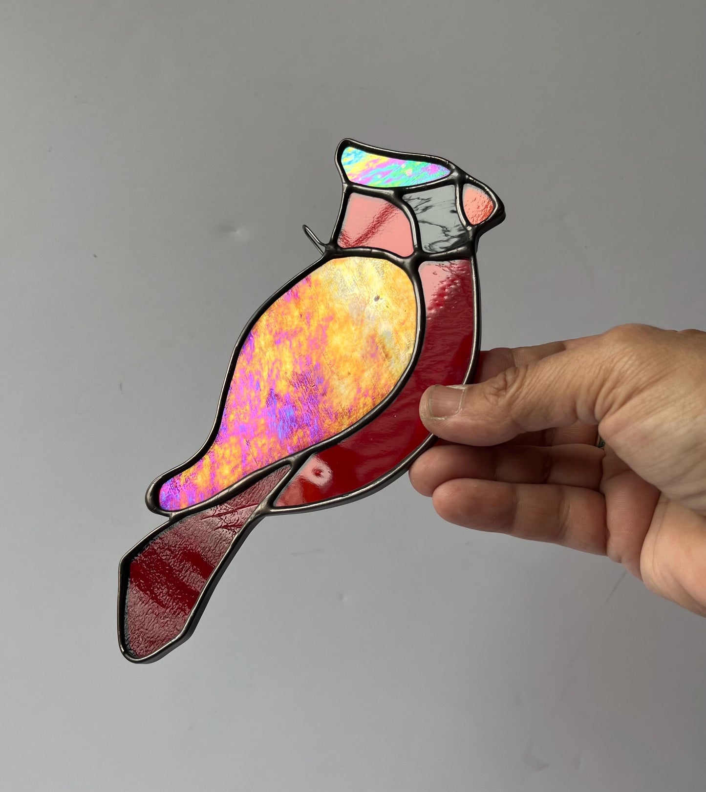 Stained Glass Cardinal - Suncatcher - Ready to ship!
