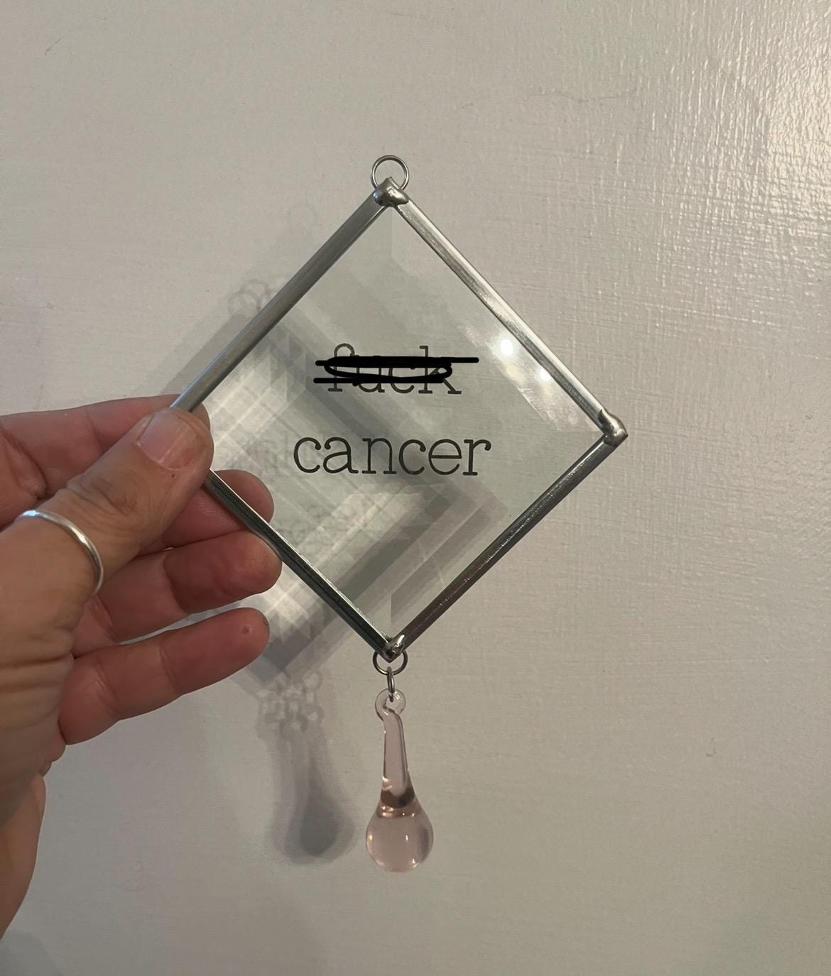 Glass bevel with teardrop- F Cancer