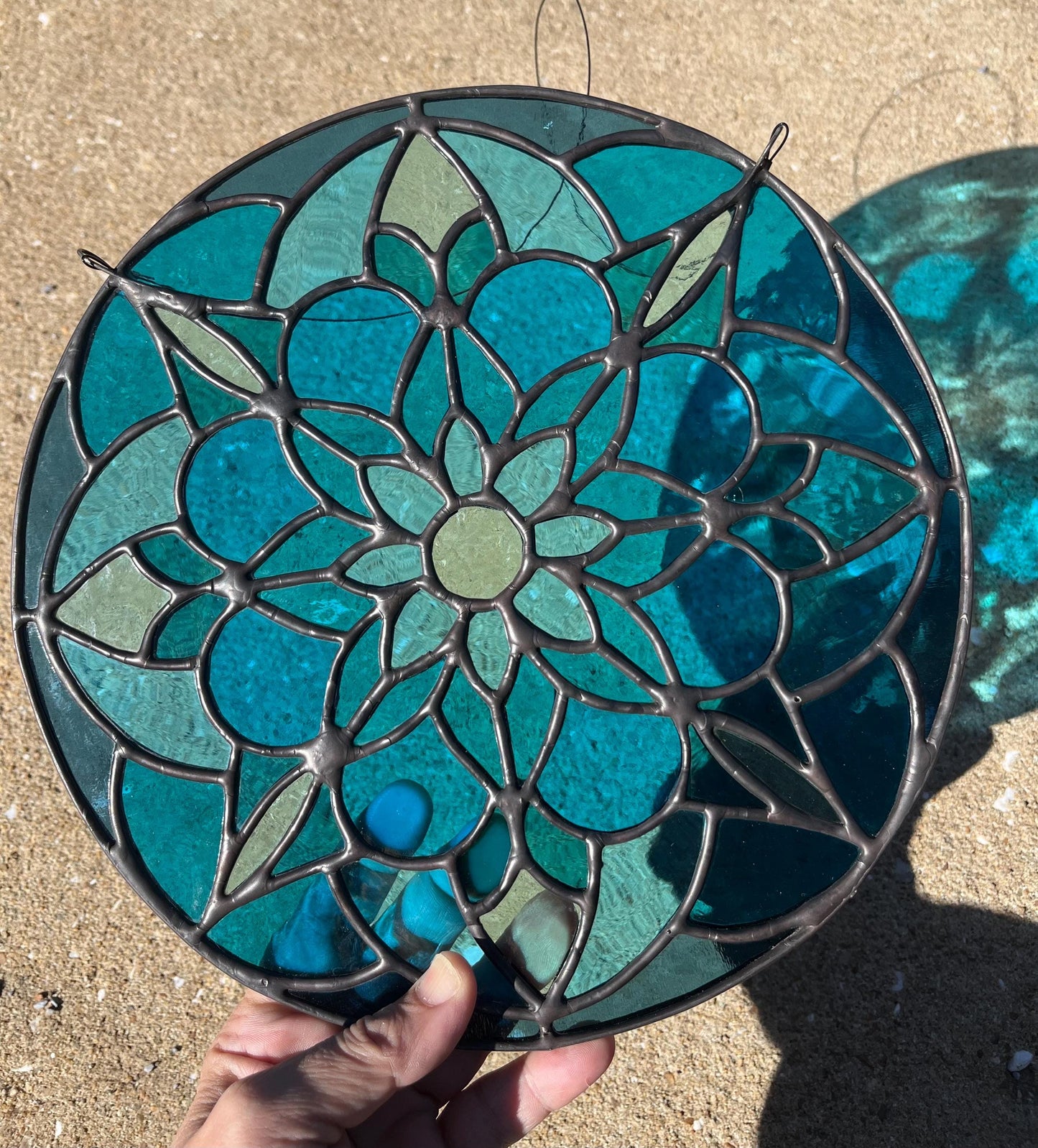 Stained Glass Round Mandala- All the blues