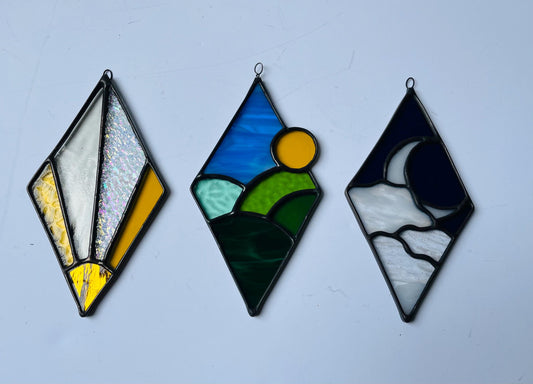 Stained glass Diamonds- Morning, Noon and Night