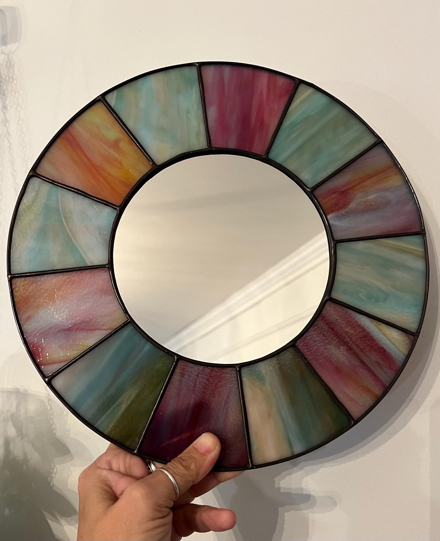 Stained Glass Mirror- Patchwork Reclaimed Church Window glass