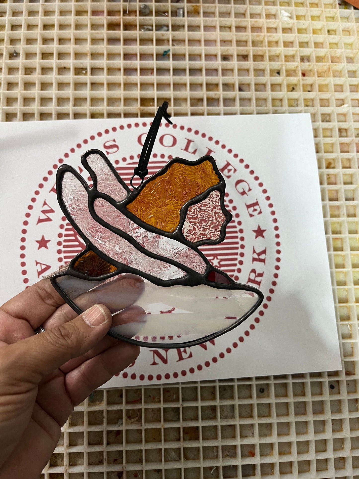 Stained Glass Aurora Suncatcher: Wells College Memento