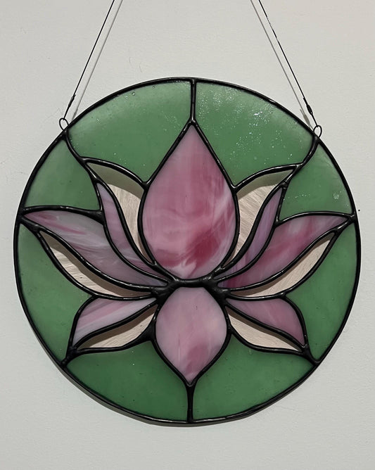 Stained Glass Round Lotus Blossom