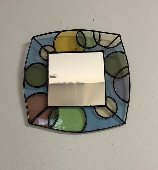 The Bubble Mirror- Stained glass mirror- pastel shades