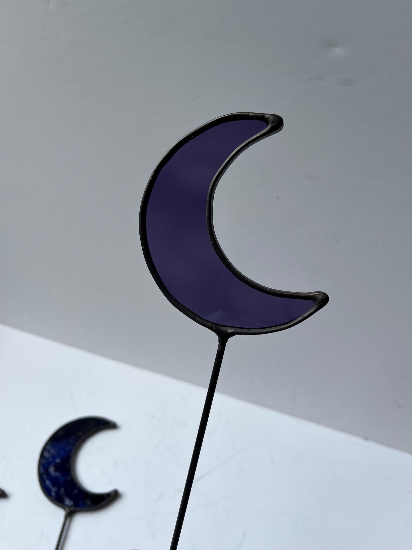 Moon Plant Stake- Stained Glass Moon Plant Stake