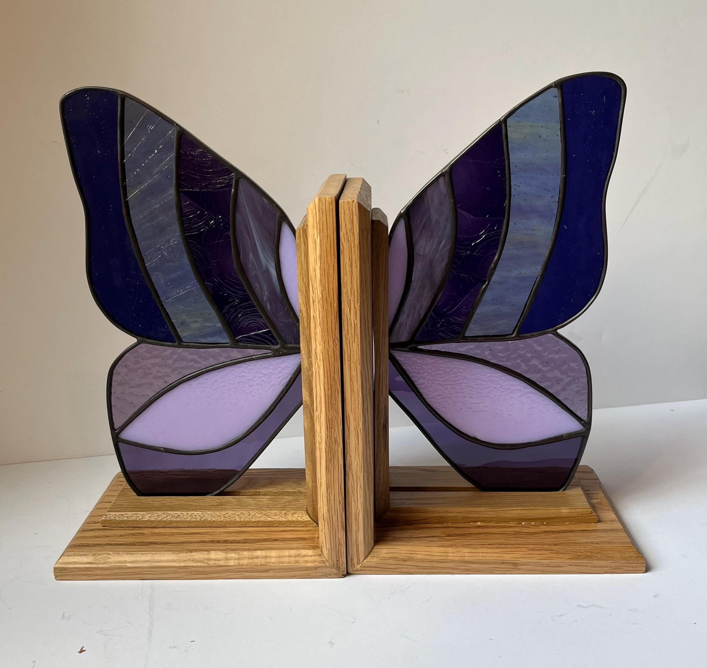Stained Glass Bookends- Butterfly wings- purple