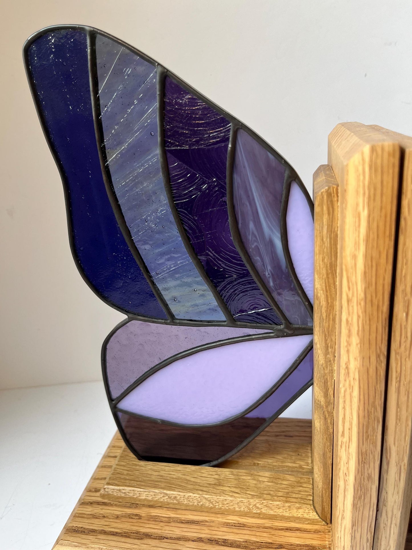 Stained Glass Bookends- Butterfly wings- purple