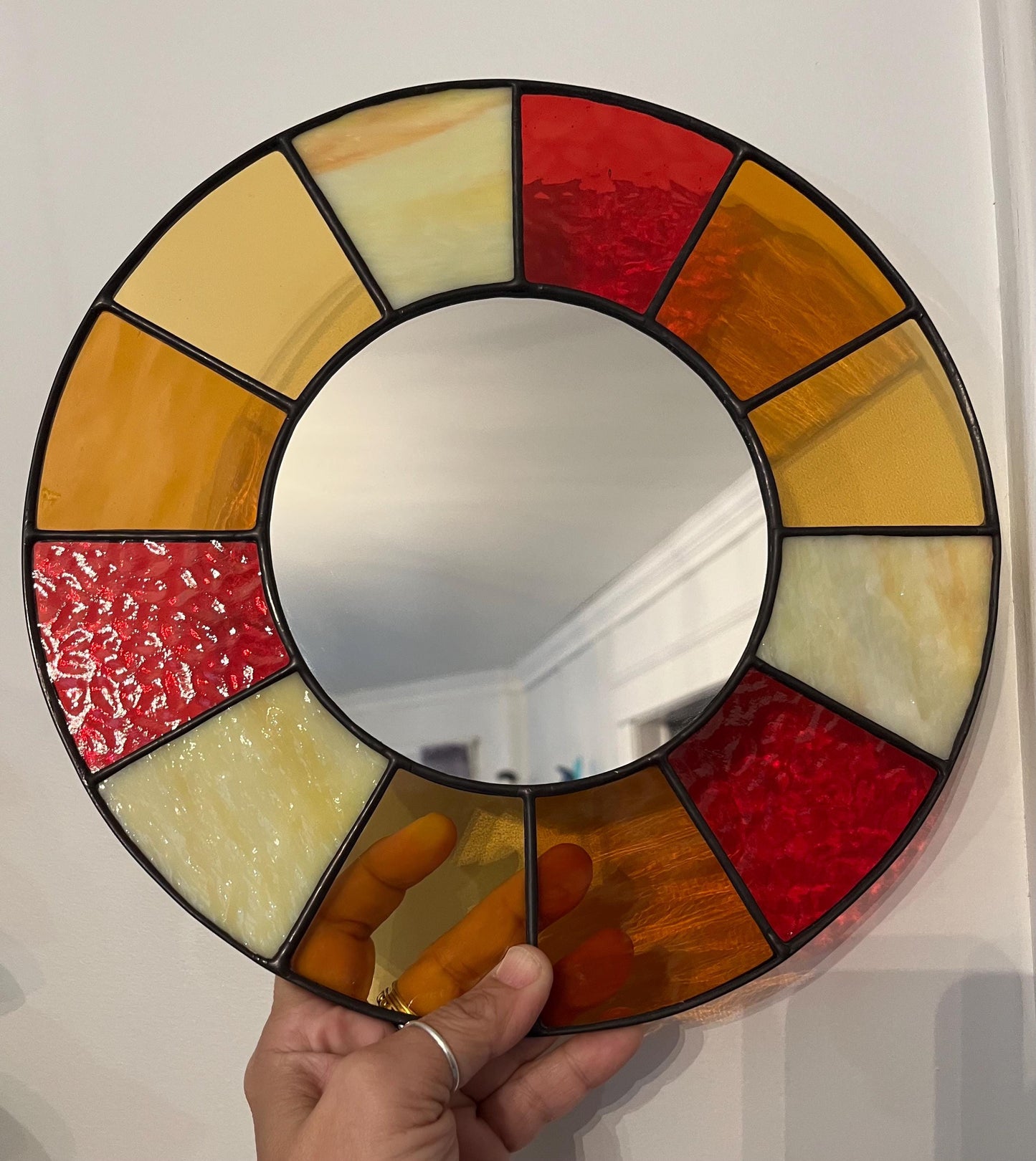 Stained Glass Mirror- Patchwork Warm Autumn
