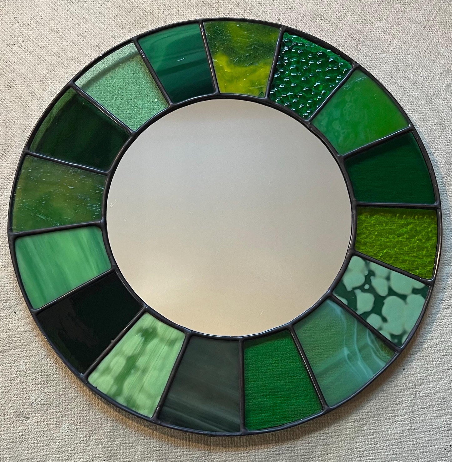 Stained Glass Mirror- Patchwork Multi Greens
