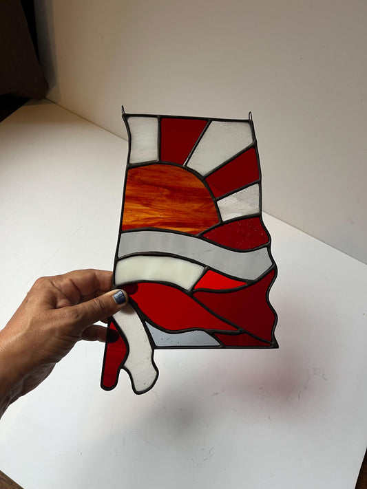 Alabama stained glass-  University of Alabama Crimson and white