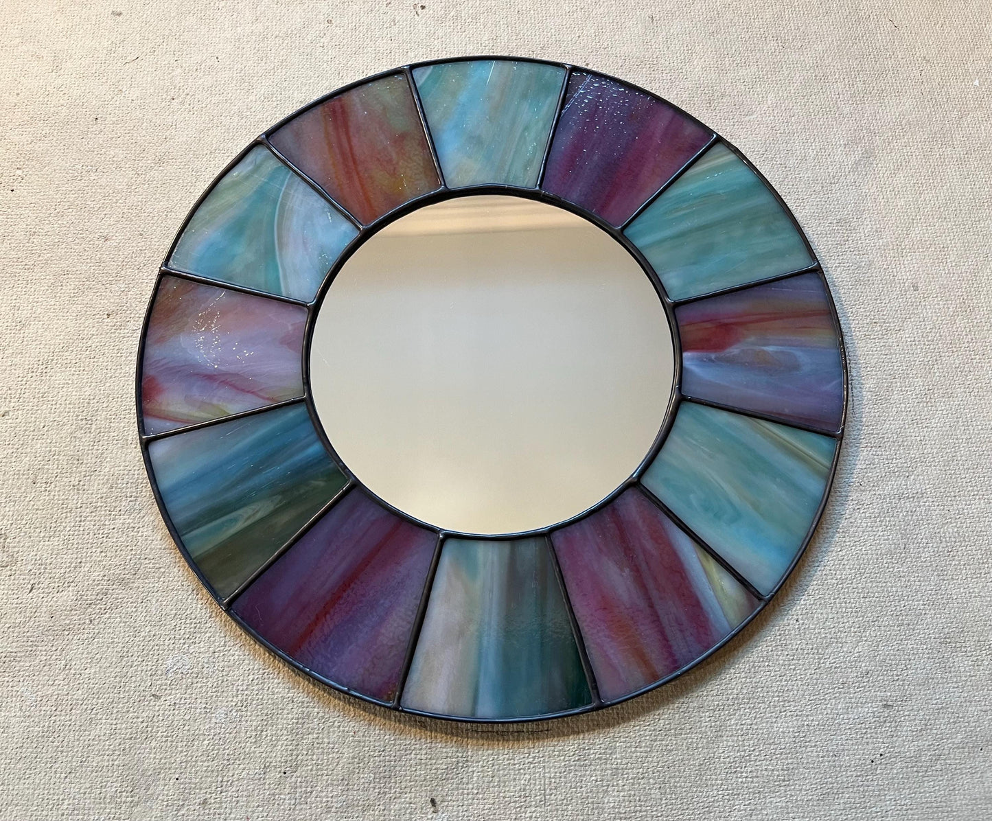 Stained Glass Mirror- Patchwork Reclaimed Church Window glass