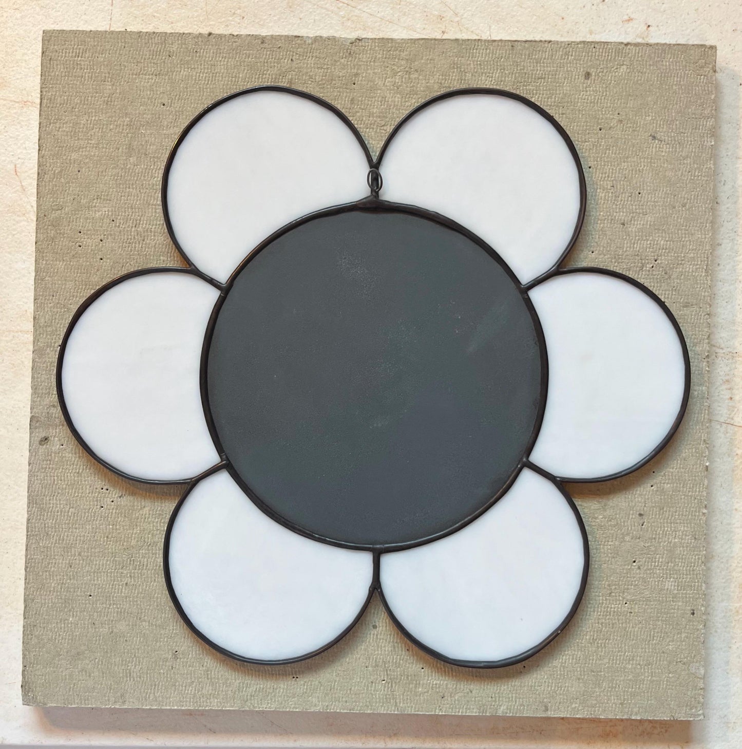 Stained Glass Mirror- Gazing Daisy- White Iridescent