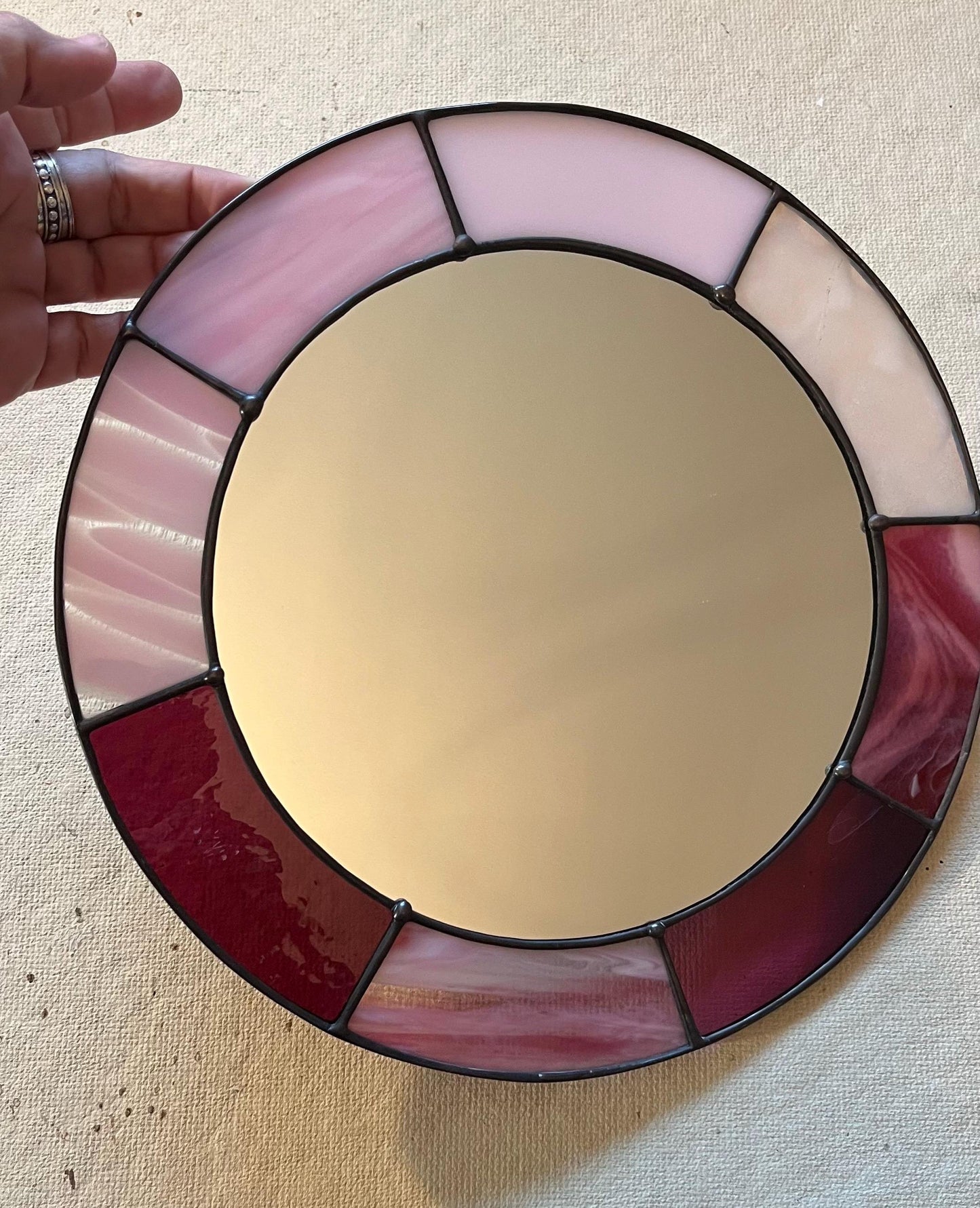 Stained Glass Mirror- Patchwork Multi Pinks