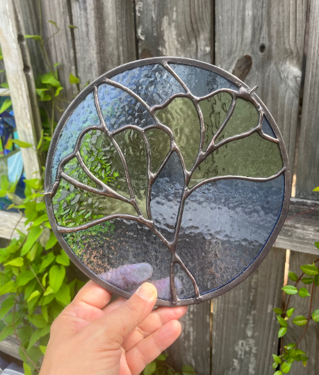 Stained Glass Panel - Ginkgo leaves