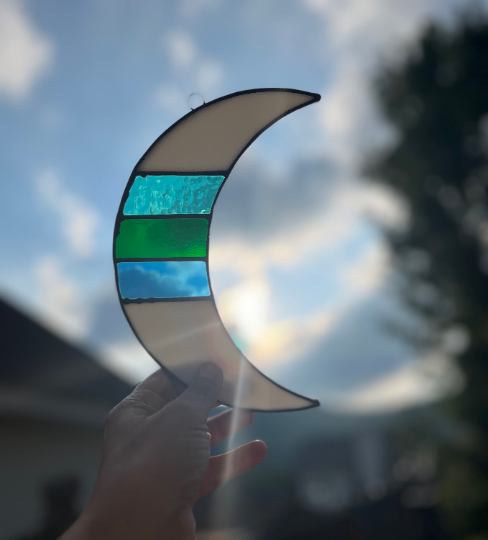 Stained glass Moon- Rainbow Blues Moon