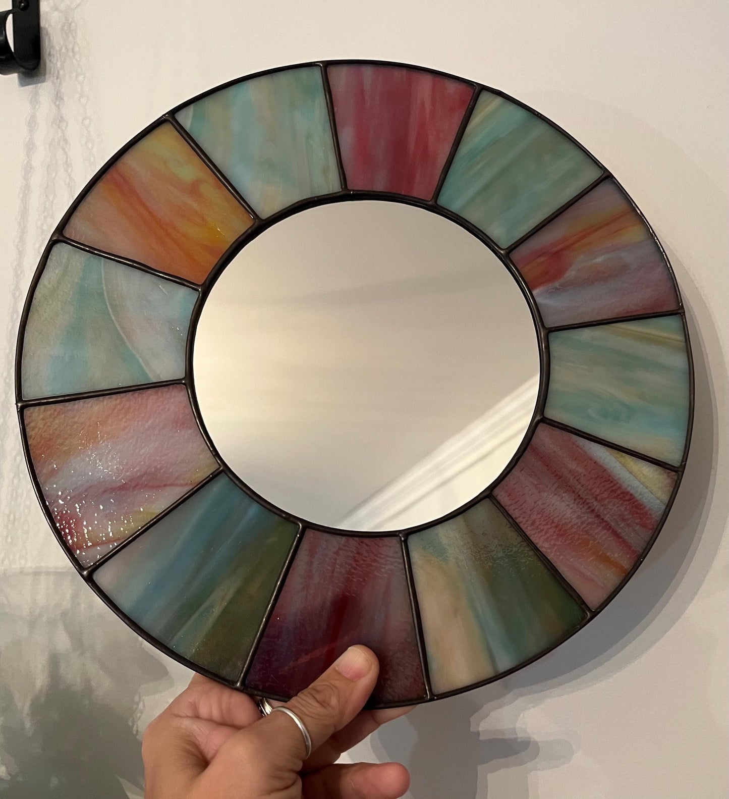 Stained Glass Mirror- Patchwork Reclaimed Church Window glass