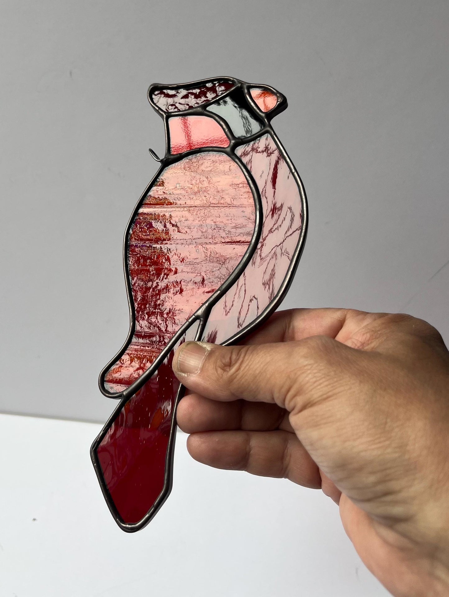 Stained Glass Cardinal - Suncatcher - Ready to ship!