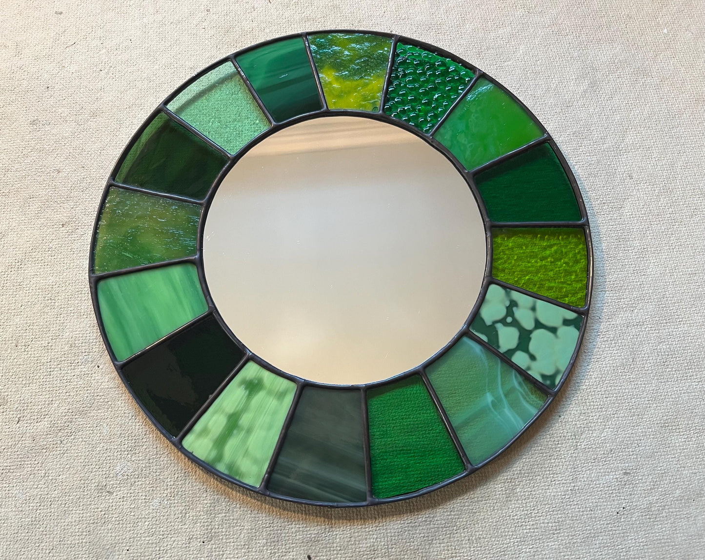 Stained Glass Mirror- Patchwork Multi Greens