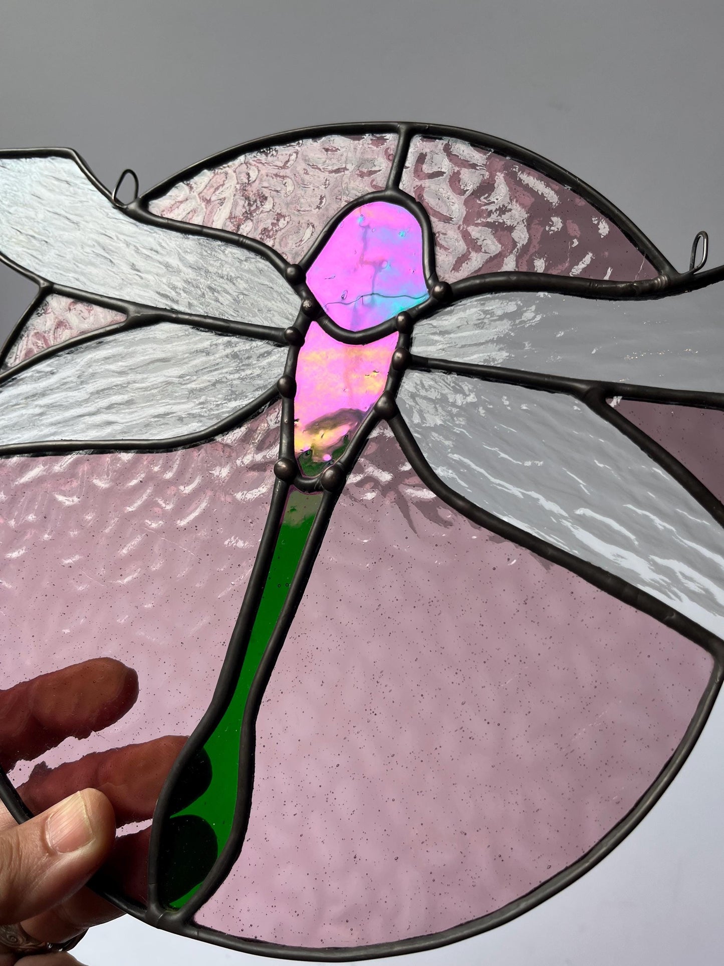 Stained Glass Round Dragonfly