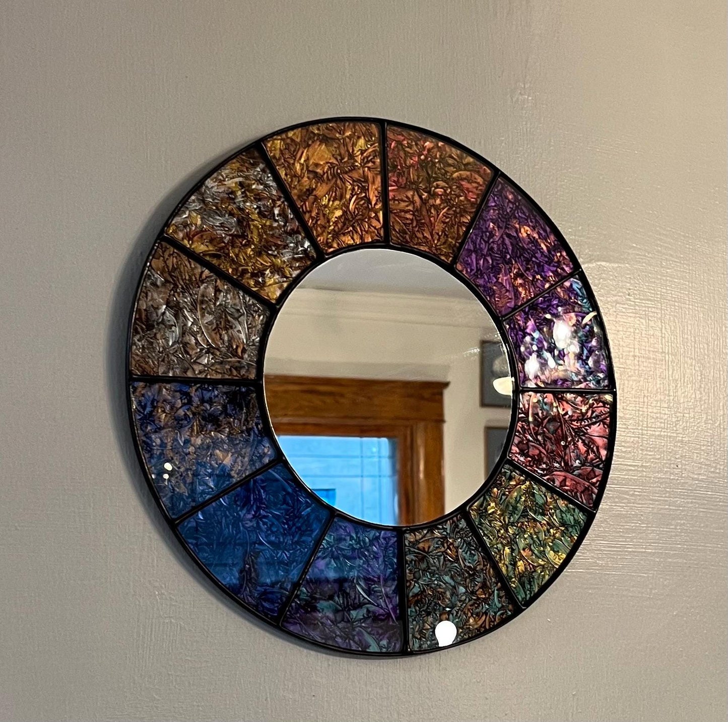 Stained Glass Mirror- Multi Round Van Gogh glass