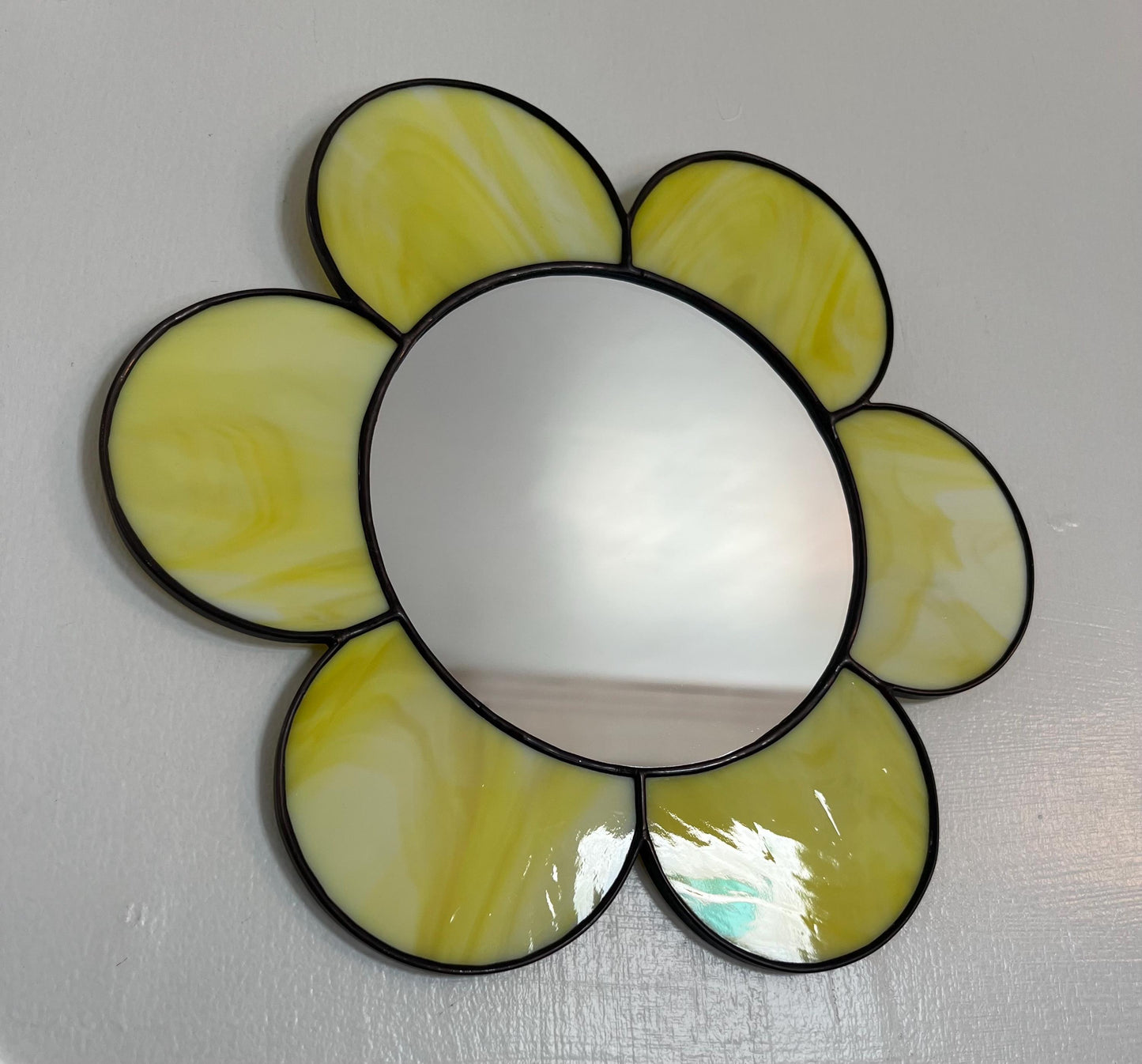 Stained Glass Mirror- Gazing Daisy- Yellow