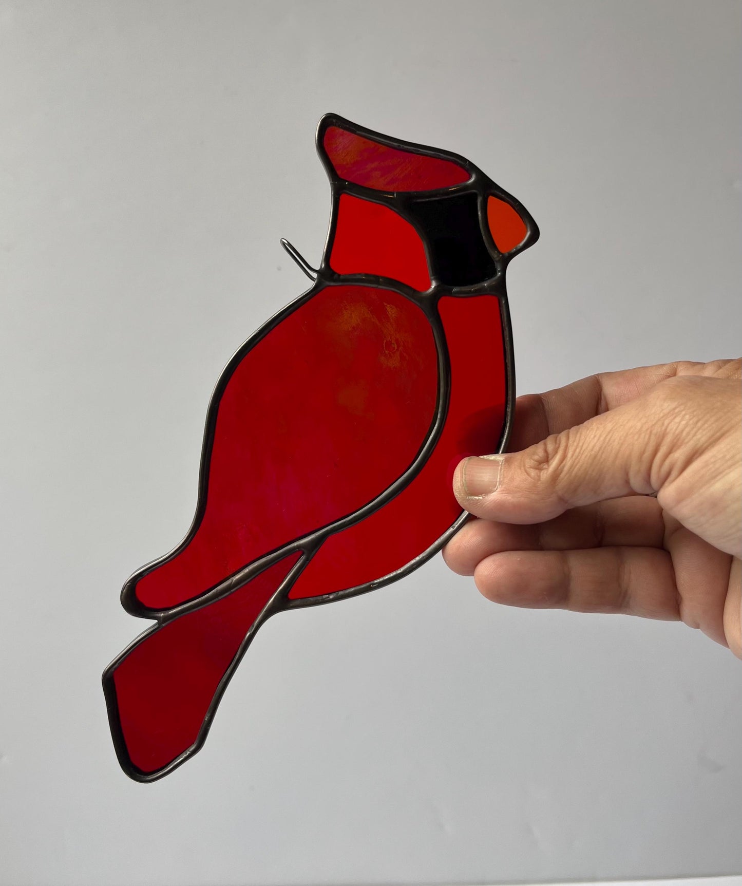 Stained Glass Cardinal - Suncatcher - Ready to ship!
