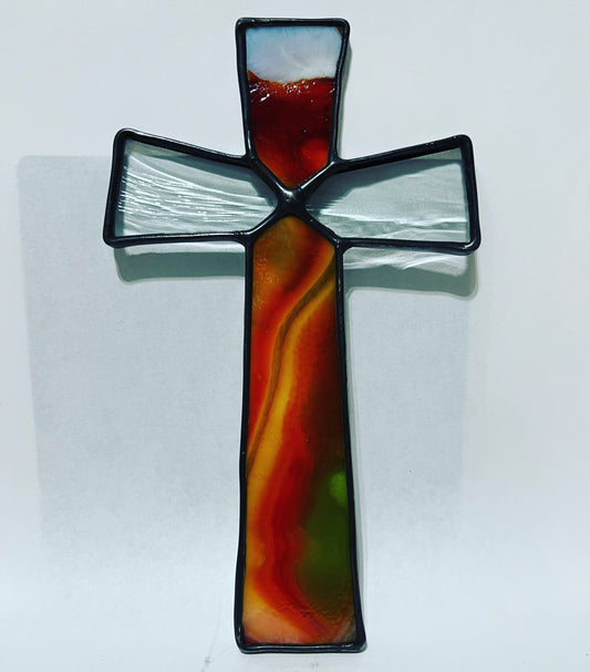 Stained Glass Cross - Red