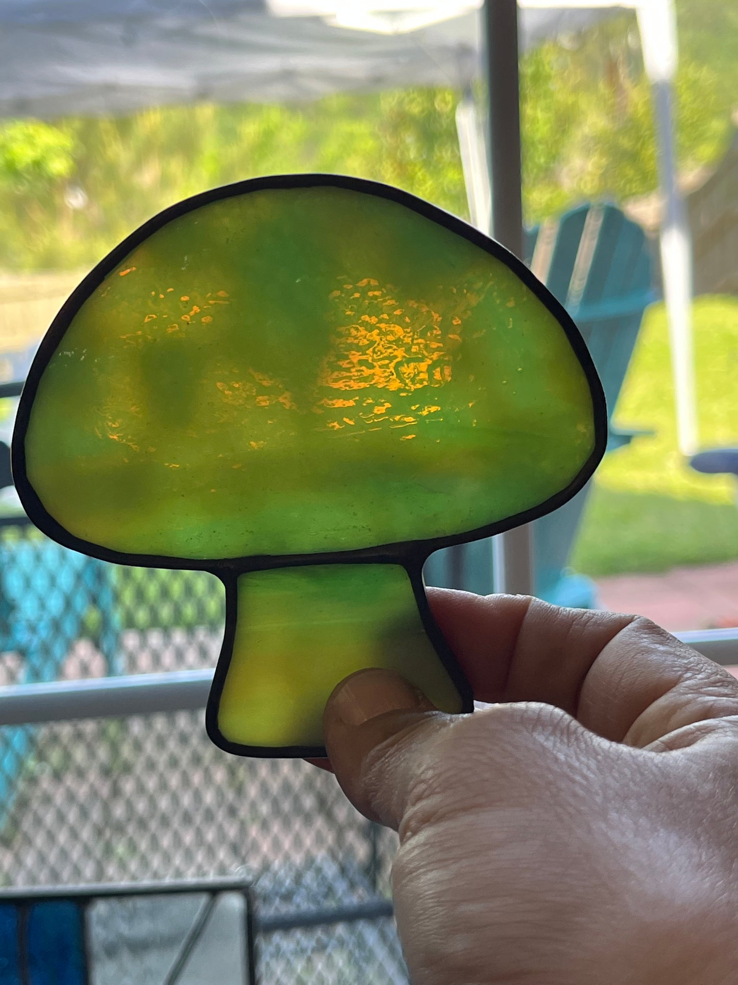 Mushroom Plant Stake - Stained Glass