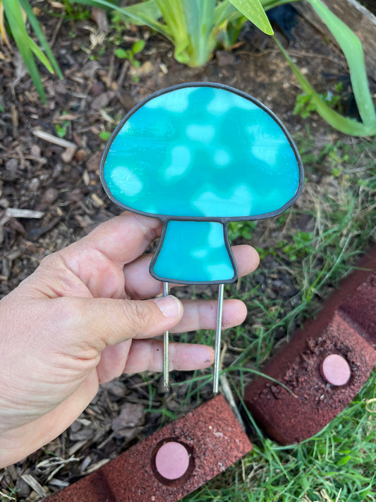 Mushroom Plant Stake - Stained Glass