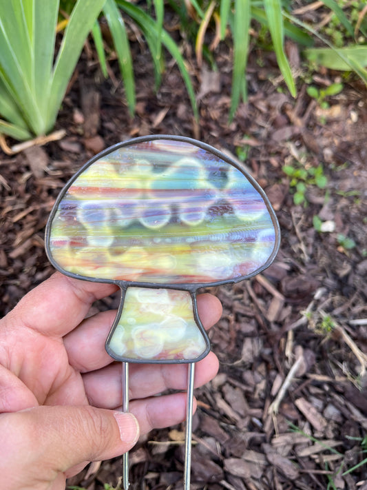 Mushroom Plant Stake - Stained Glass