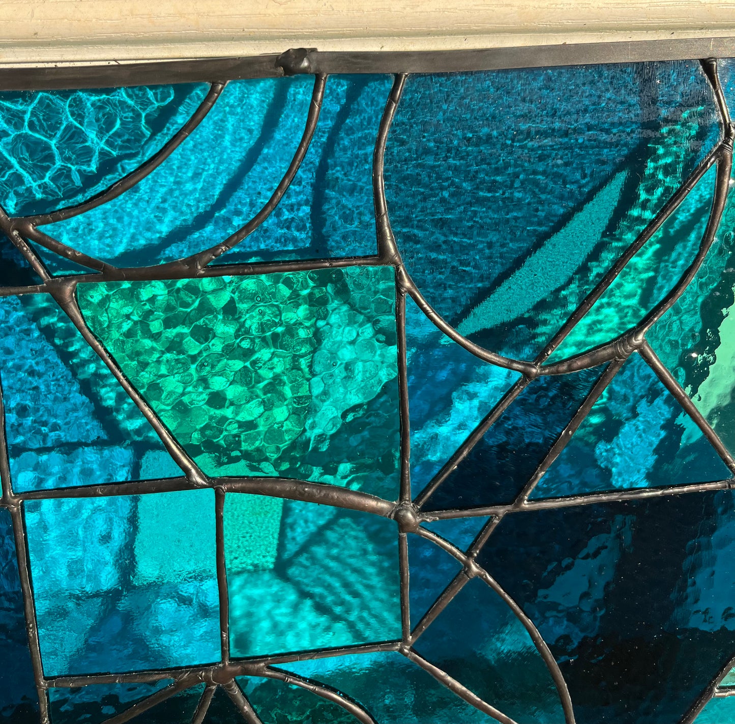 Geometric Blues - Stained Glass Panel