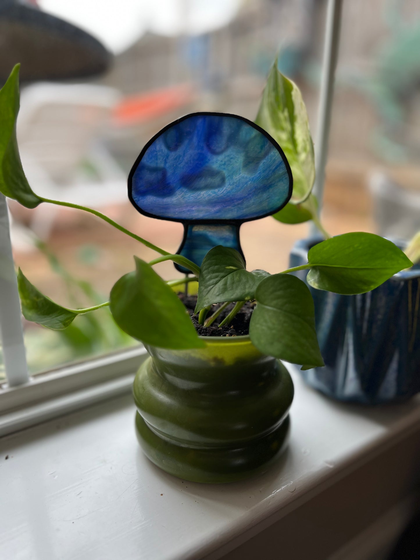 Mushroom Plant Stake - Stained Glass