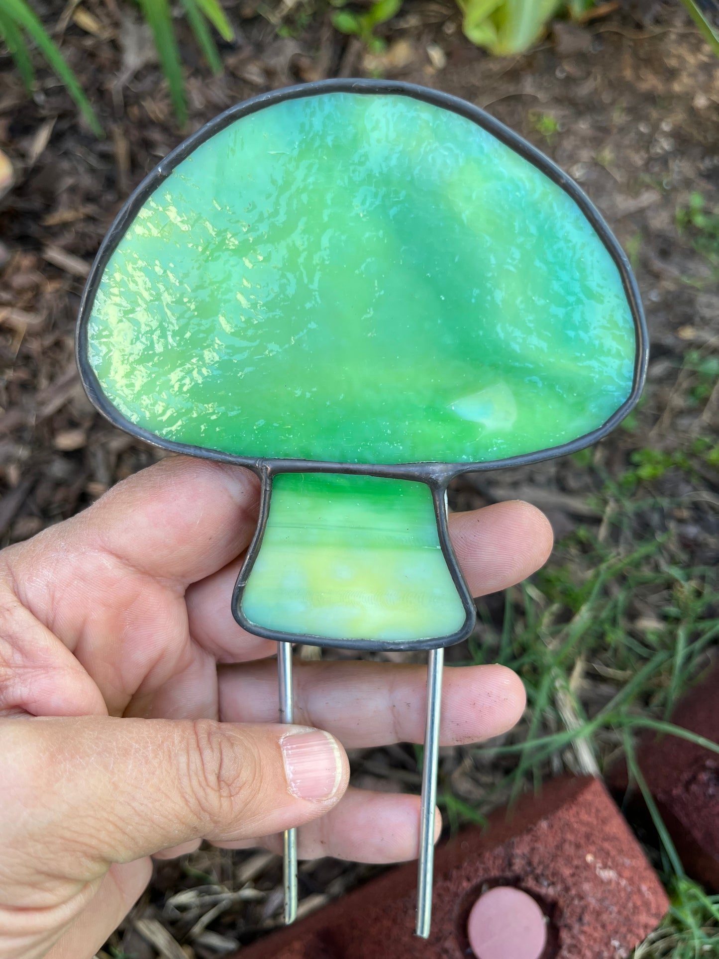 Mushroom Plant Stake - Stained Glass