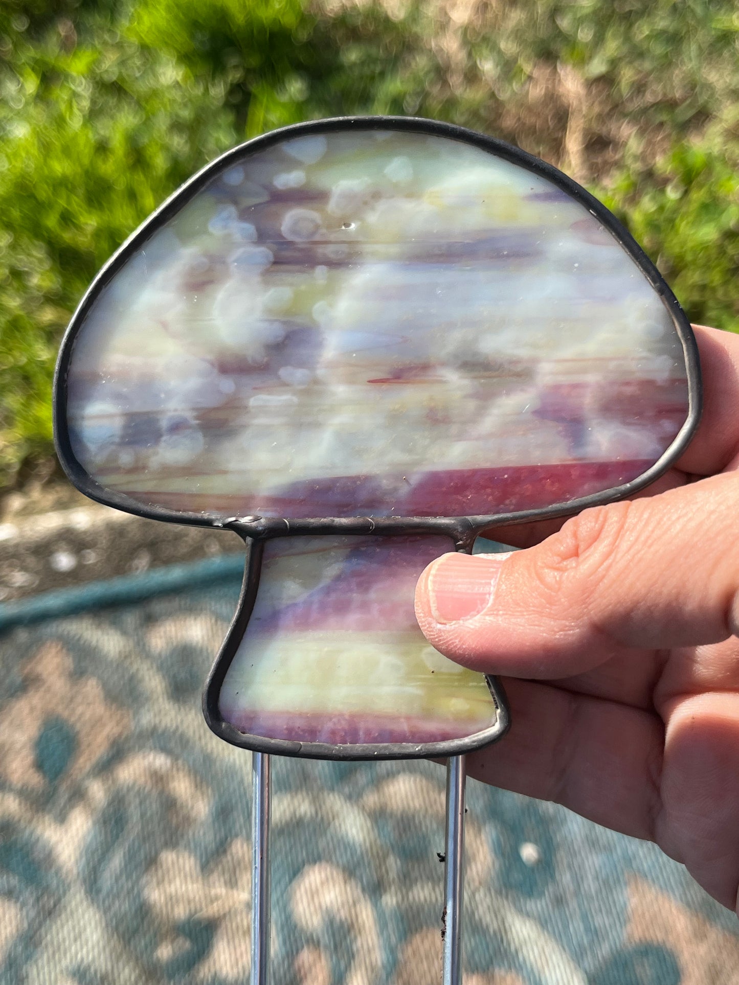 Mushroom Plant Stake - Stained Glass