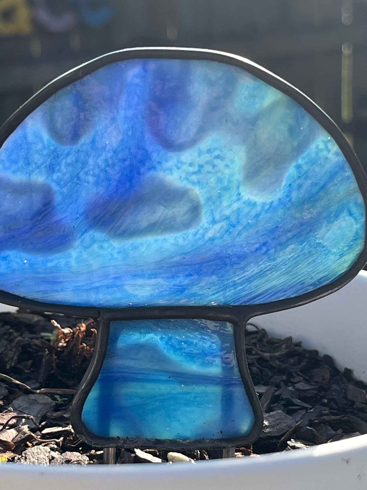 Mushroom Plant Stake - Stained Glass