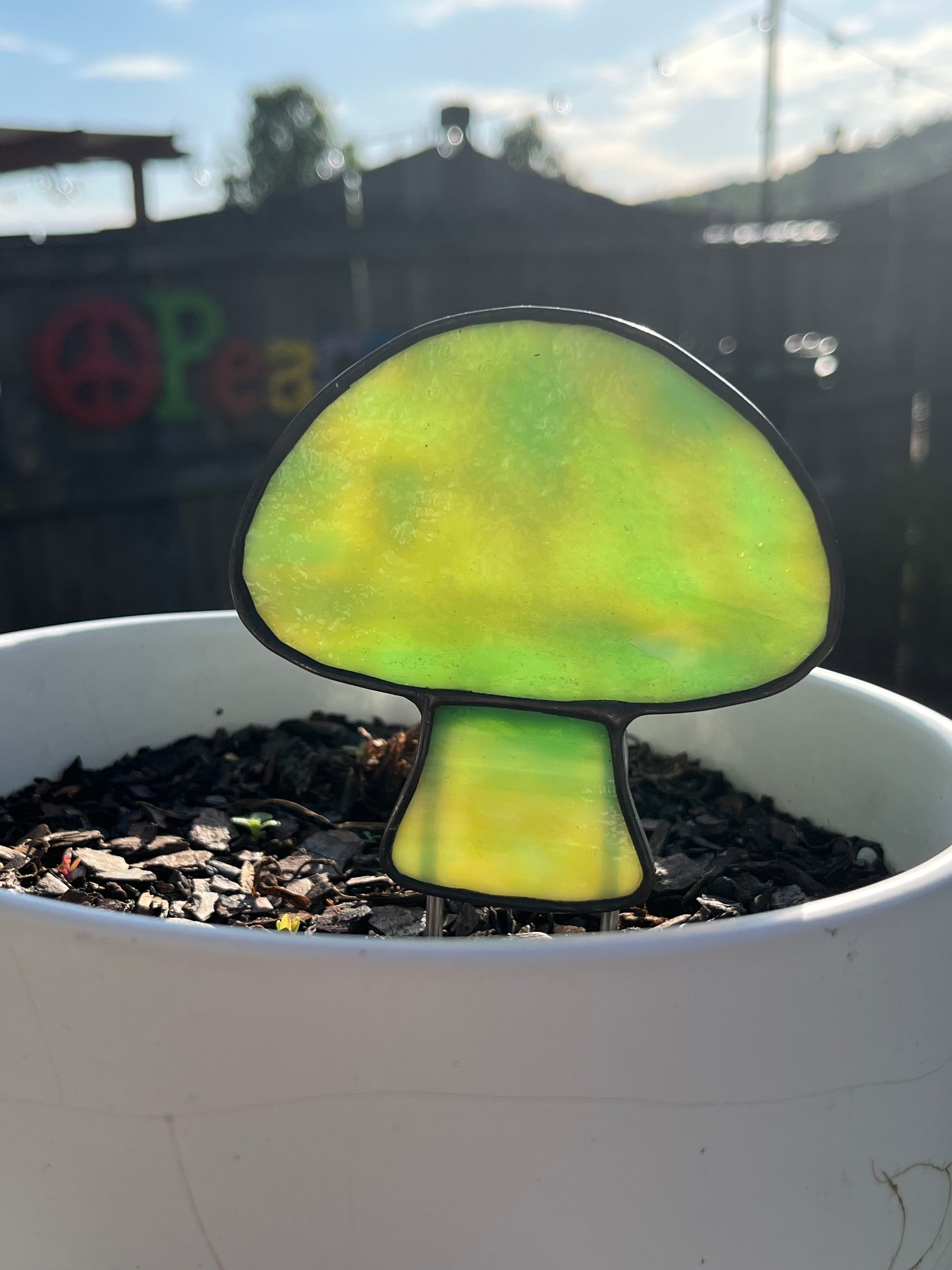 Mushroom Plant Stake - Stained Glass