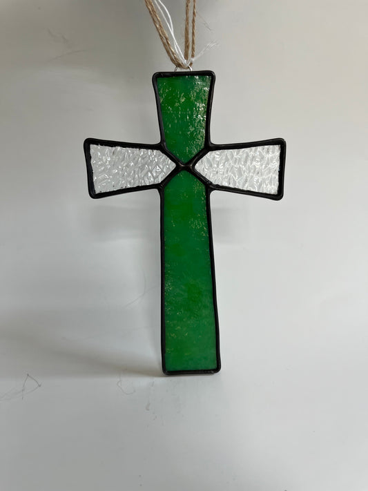 Stained Glass Cross - Green