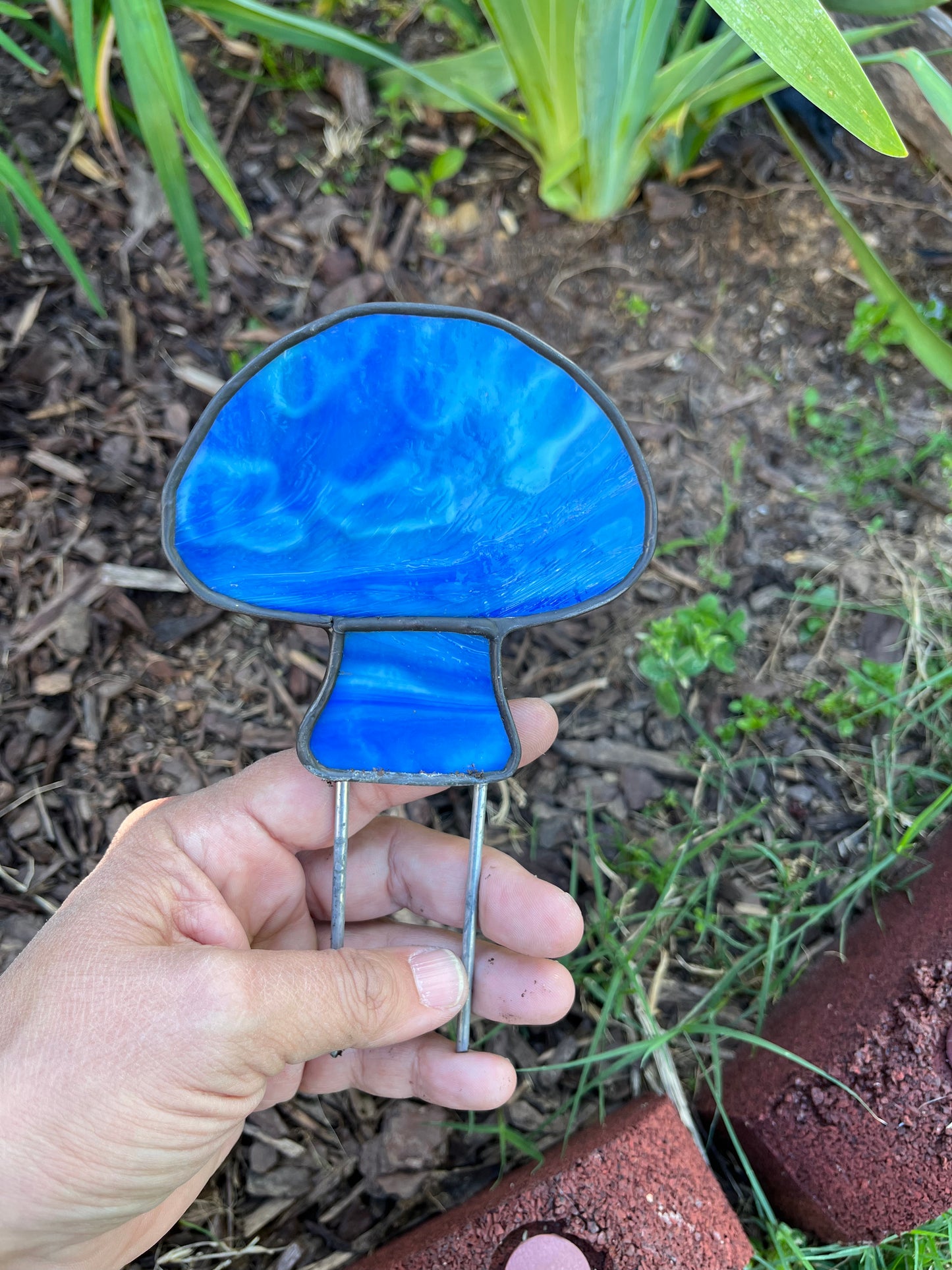 Mushroom Plant Stake - Stained Glass