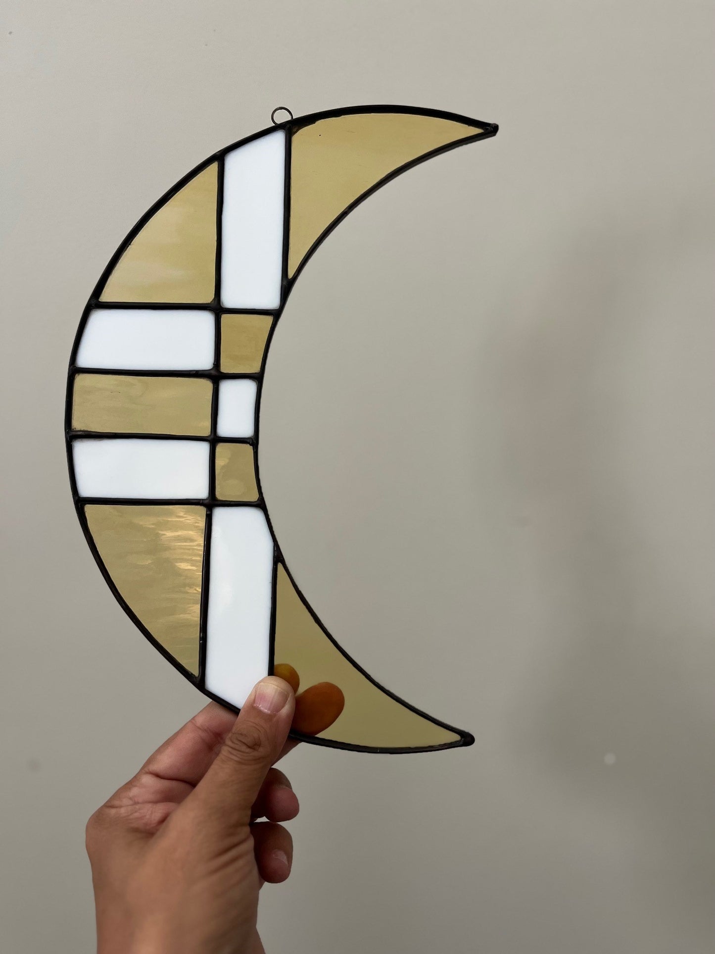 Stained Glass Moon- Amber Water Glass Checkerboard